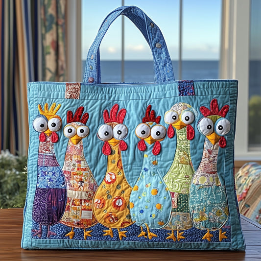 Googly Eyes Chicken Quilted Tote