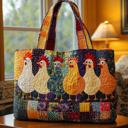 Googly Eyed Chickens Quilted Tote