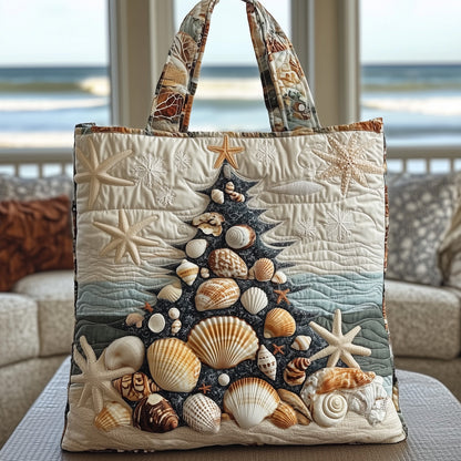 Seashell Christmas Tree Quilted Tote