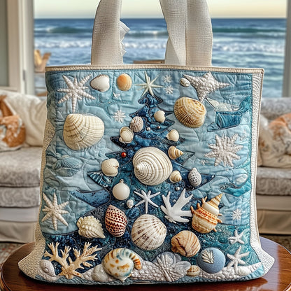 Christmas Tree Shells Quilted Tote