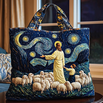 Jesus Starry Night Quilted Tote