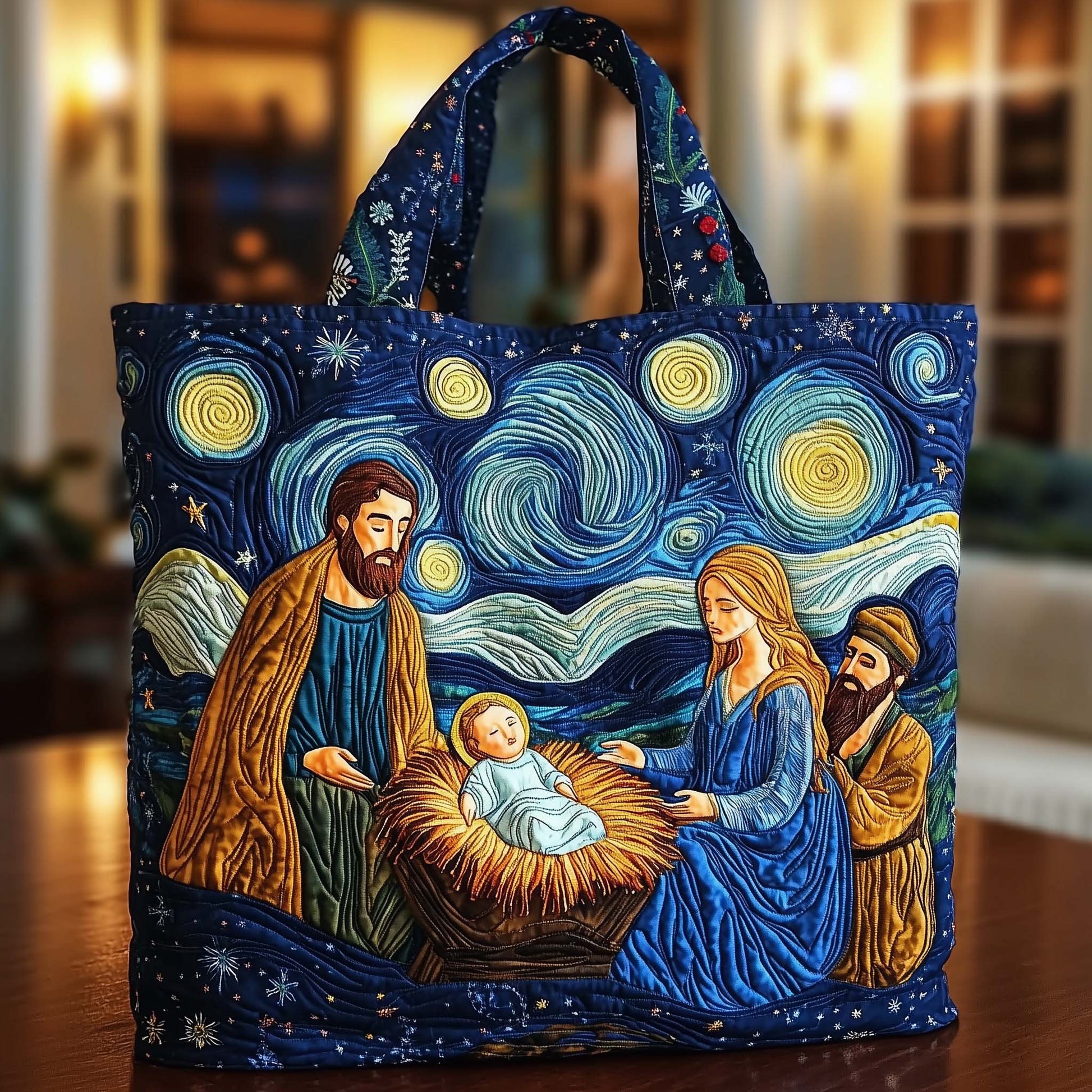 The Starry Nativity Quilted Tote