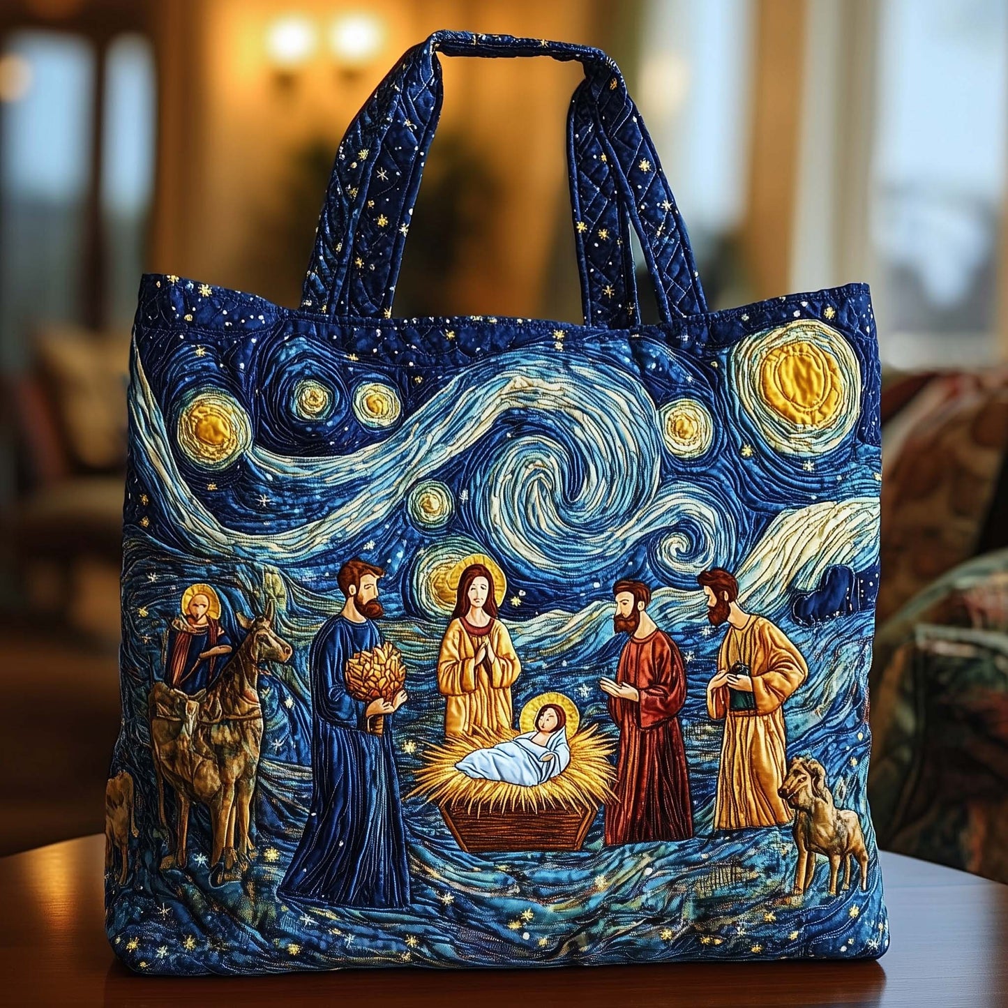 Everyday Starry Nativity Quilted Tote