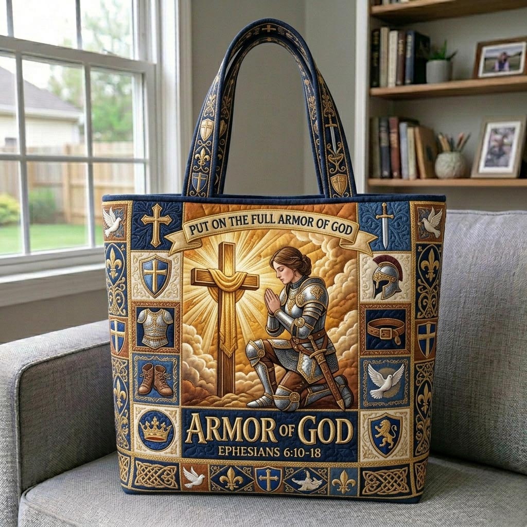 Armor Of God Illustration Quilted Tote