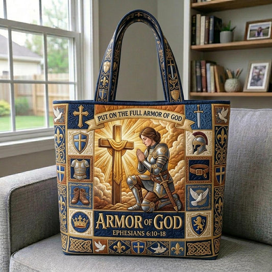 Armor Of God Illustration Quilted Tote