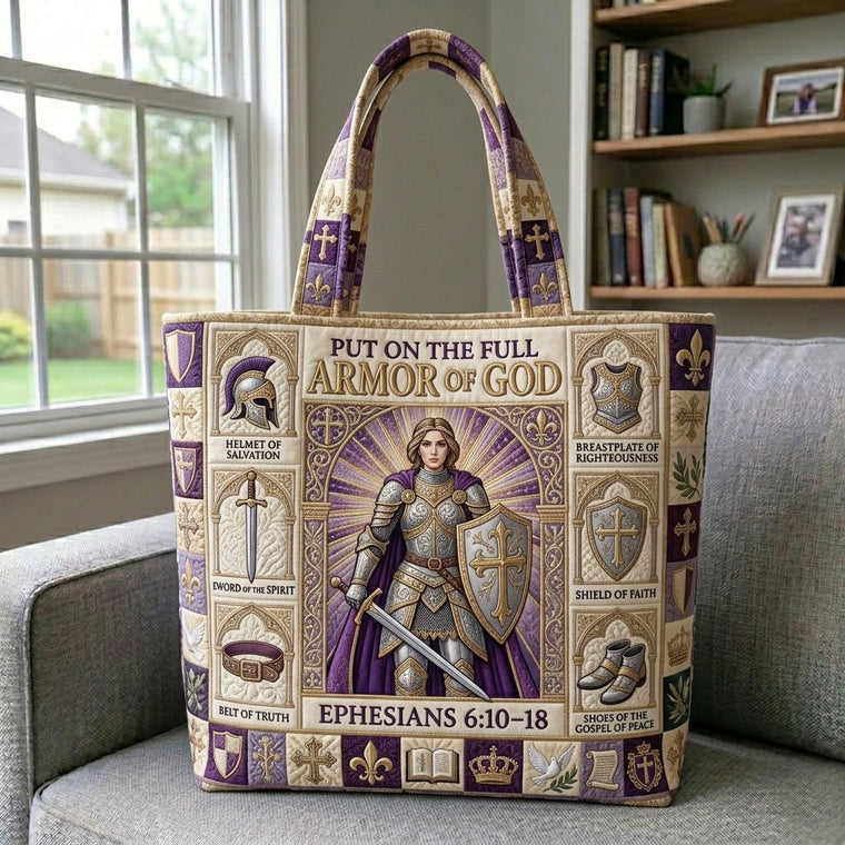 Medieval Armor Crosses Quilted Tote
