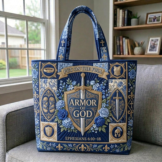 Armor Of God Shield Quilted Tote