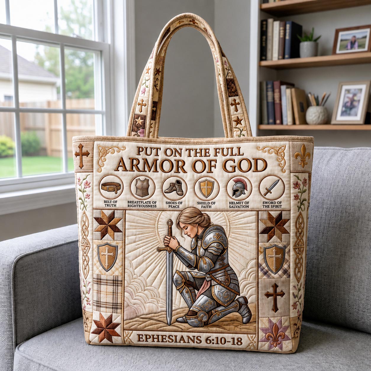 Knight Armor Illustration Quilted Tote