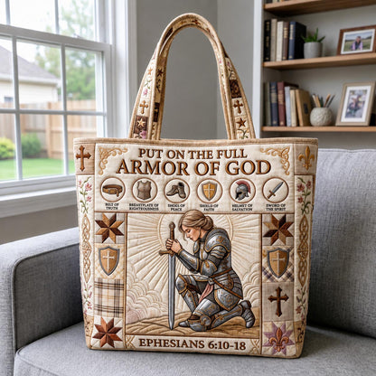 Knight Armor Illustration Quilted Tote