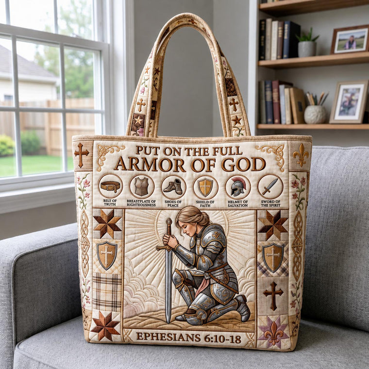 Knight Armor Illustration Quilted Tote