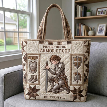 Kneeling Woman In Armor Tote Bag