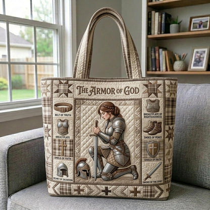 Woman Knight Armor Quilted Tote