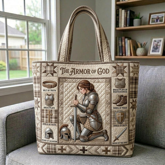 Woman Knight Armor Quilted Tote