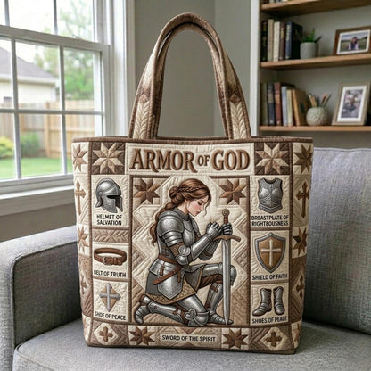 Medieval Armor Woman Quilted Tote