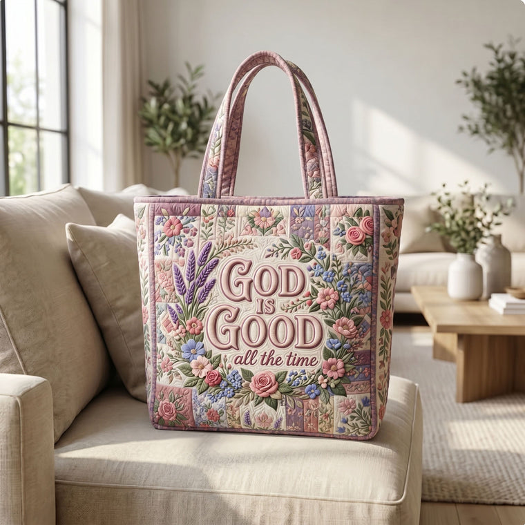 Floral Faith Quilted Tote Bag
