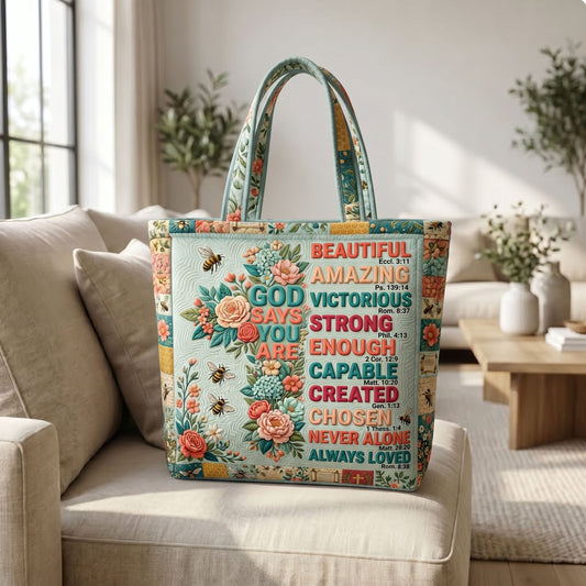The Faith Inspired Floral Quilted Tote