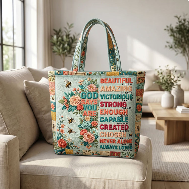 The Faith Inspired Floral Quilted Tote