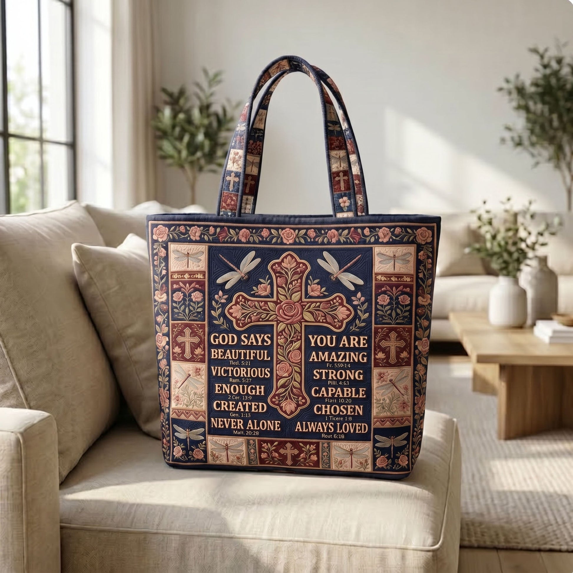 Everyday Bible Verse Quilted Tote