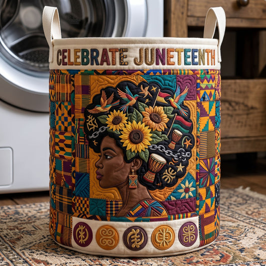 The Juneteenth Freedom Quilted Laundry Basket Tote U469