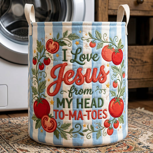 The Striped Christian Quilted Laundry Basket Tote U506