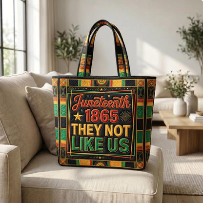 Juneteenth 1865 Bold Typography Quilted Tote
