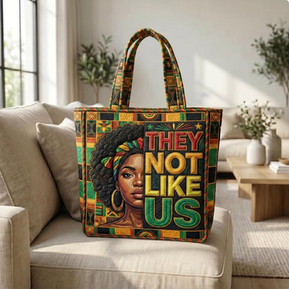 Empowered Black Woman Portrait Quilted Tote