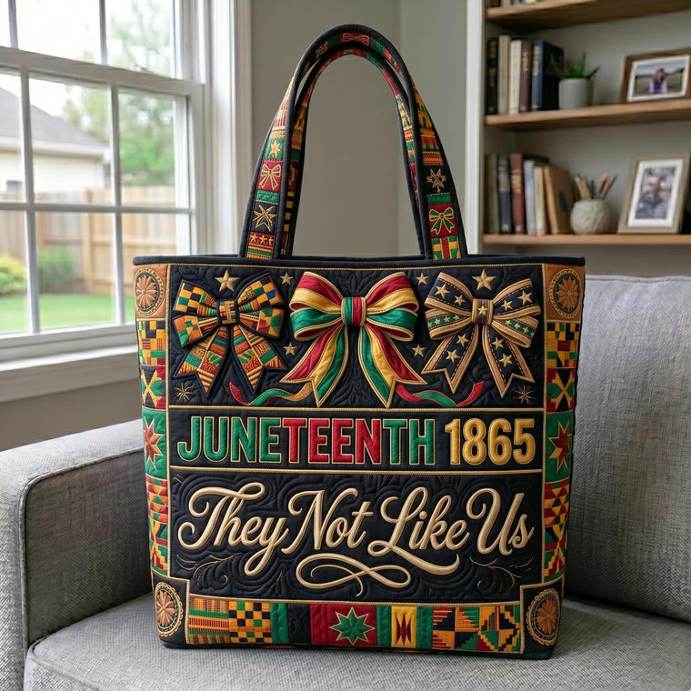 Juneteenth Bows Patterns Quilted Tote