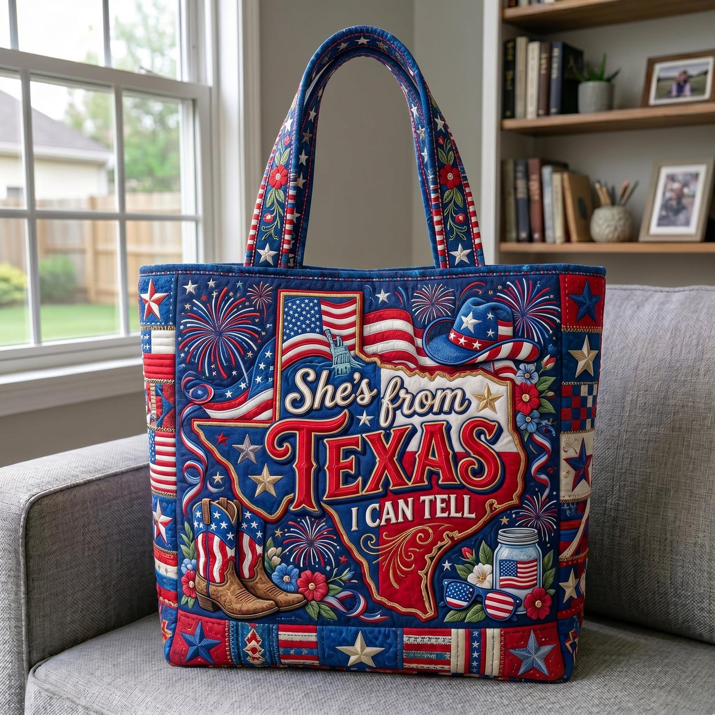 Texas Stars Fireworks Quilted Tote
