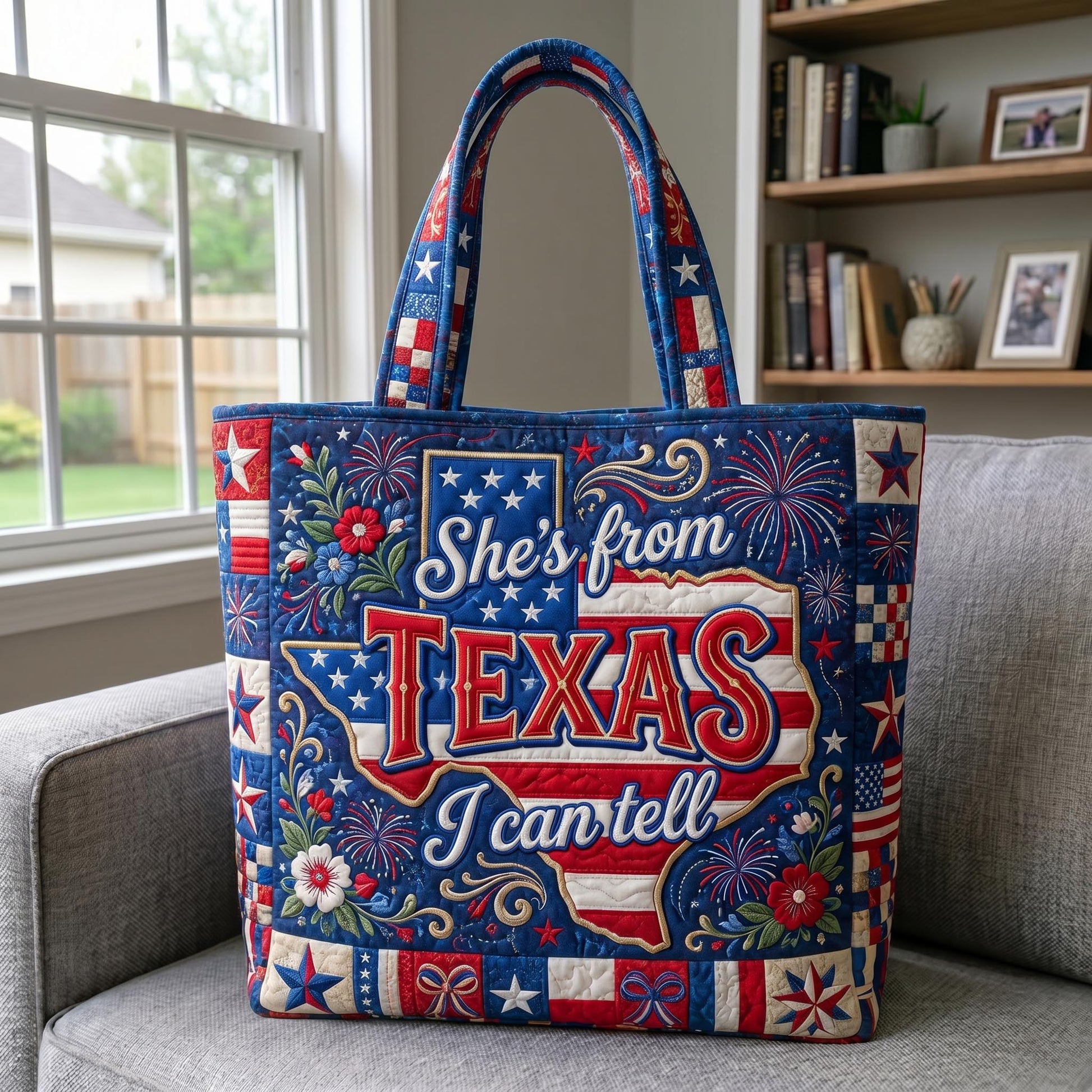 Texas State Patriotic Quilted Tote