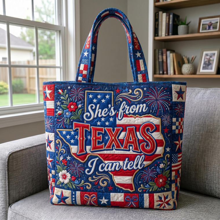 Texas State Patriotic Quilted Tote