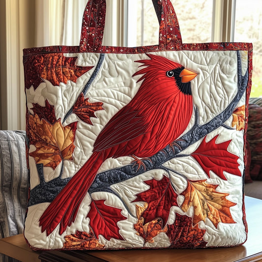 Red Cardinal Bird Quilted Tote