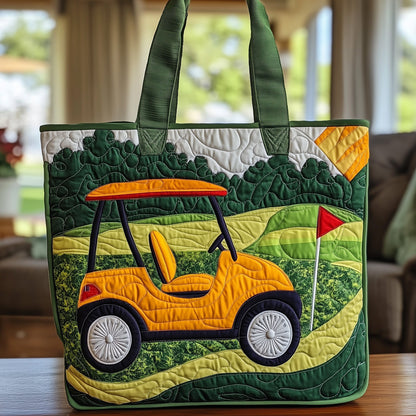 Golf Cart Illustration Quilted Tote
