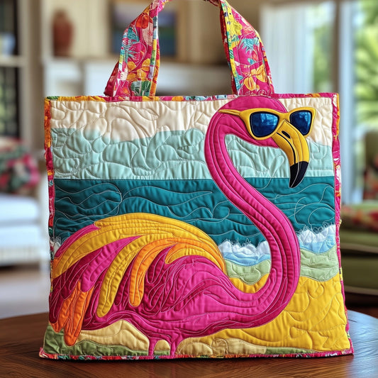 The Sunglasses Flamingo Quilted Tote