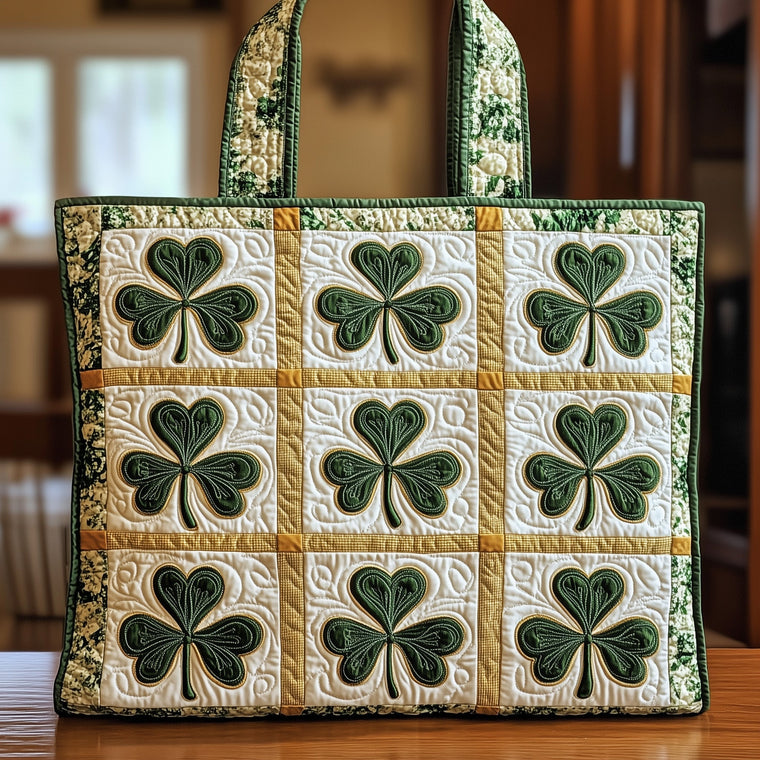 Everyday Irish Shamrocks Quilted Tote