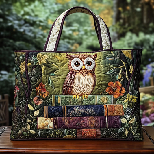 The Owl And Book Quilted Tote