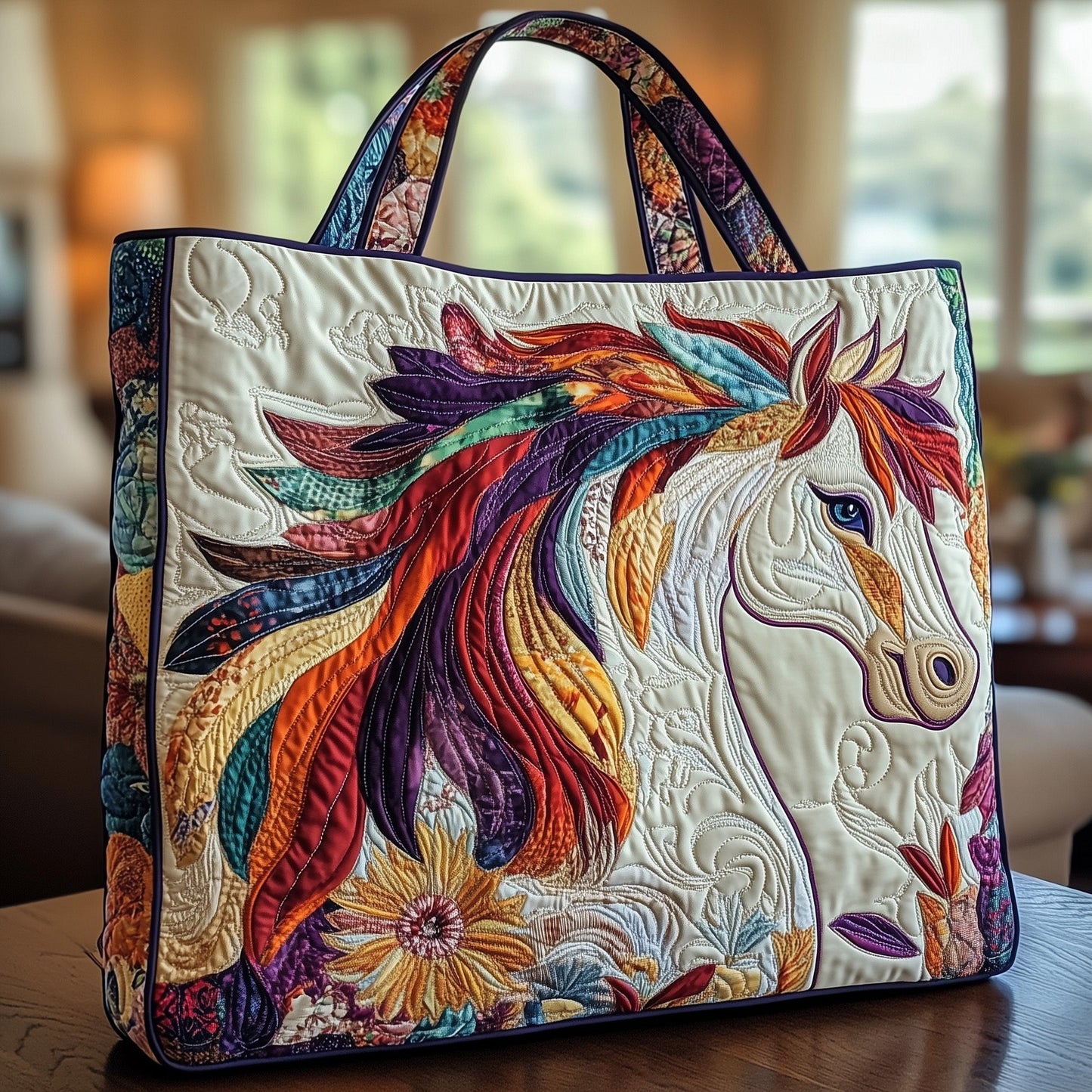 The Vibrant Horse Quilted Tote 1164