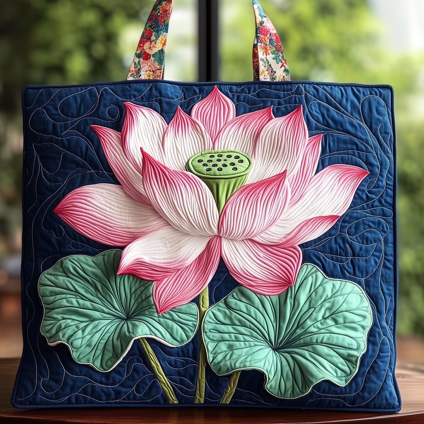 Everyday Lotus Flower Quilted Tote