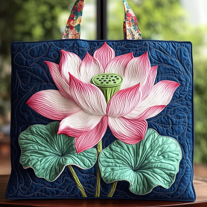 Everyday Lotus Flower Quilted Tote