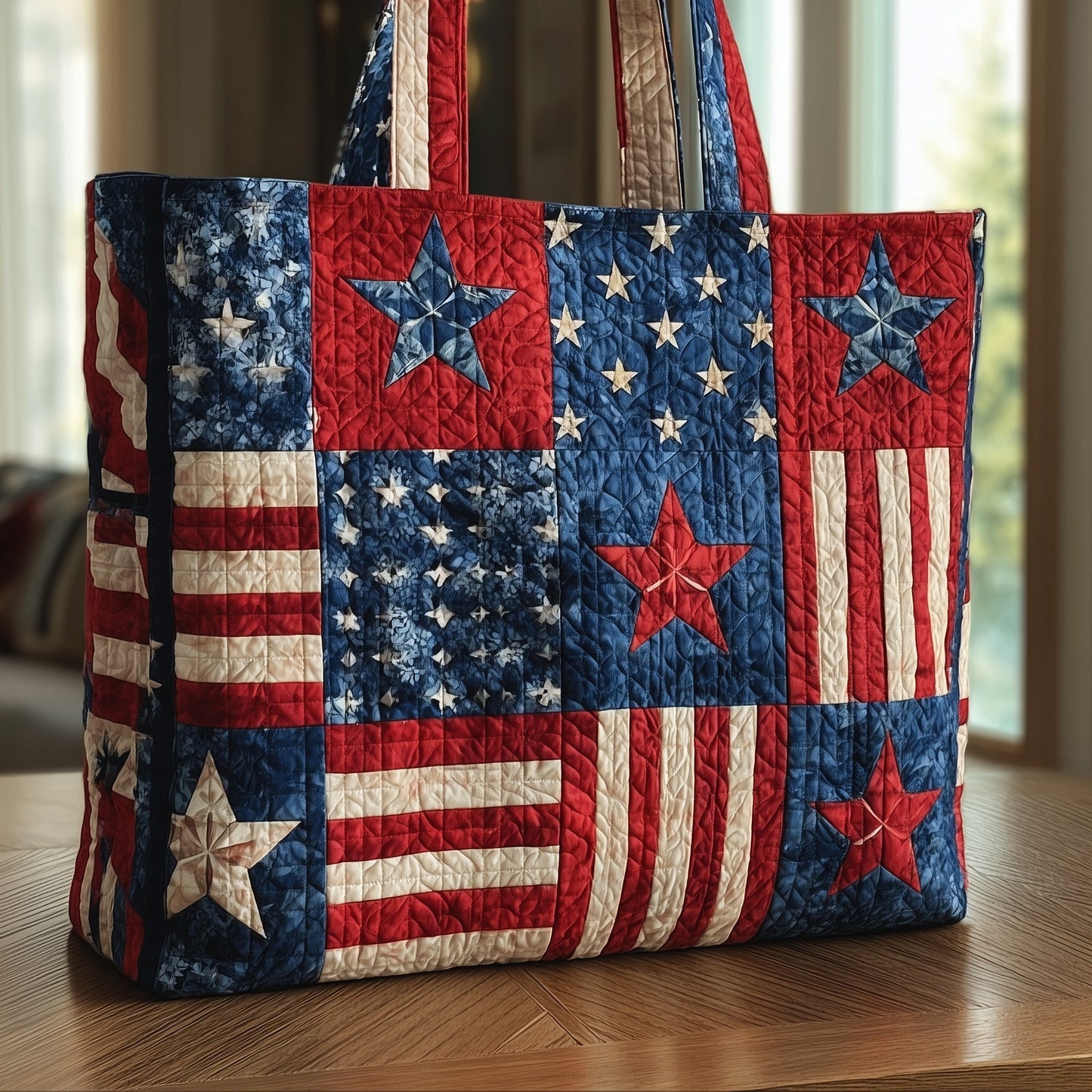 Stars Stripes Flag Quilted Tote