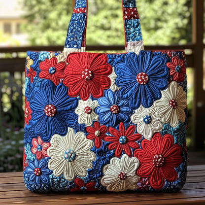 Red White Blue Flowers Tote Bag