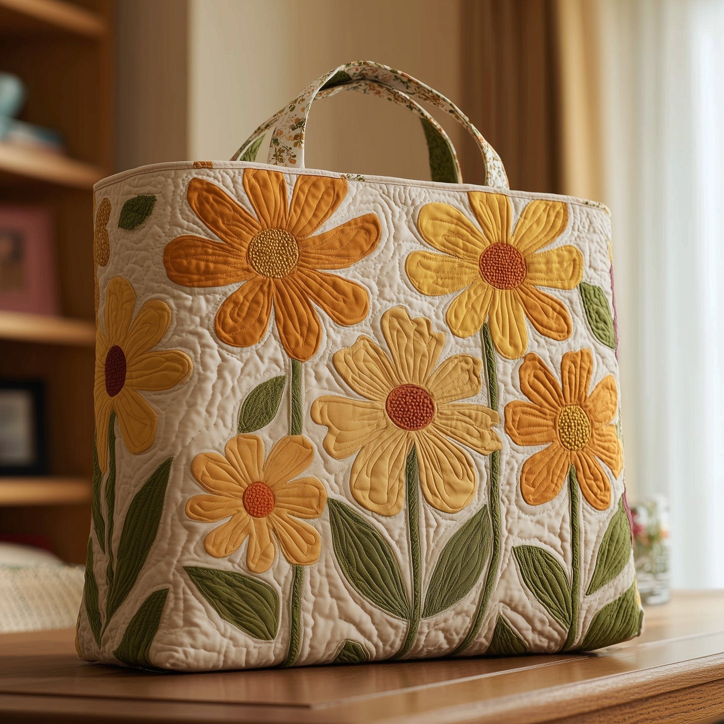 Everyday Yellow Wildflowers Quilted Tote