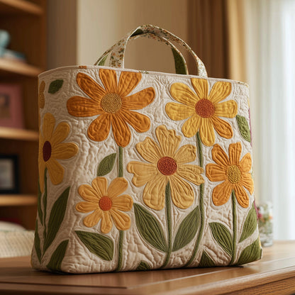Everyday Yellow Wildflowers Quilted Tote