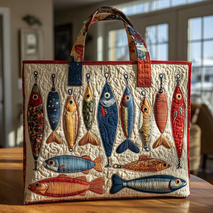 Colorful Fishing Lures Quilted Tote