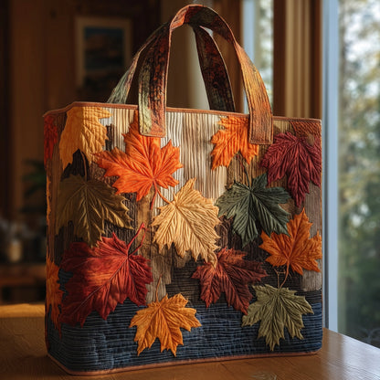 Maple Leaves Autumn Quilted Tote