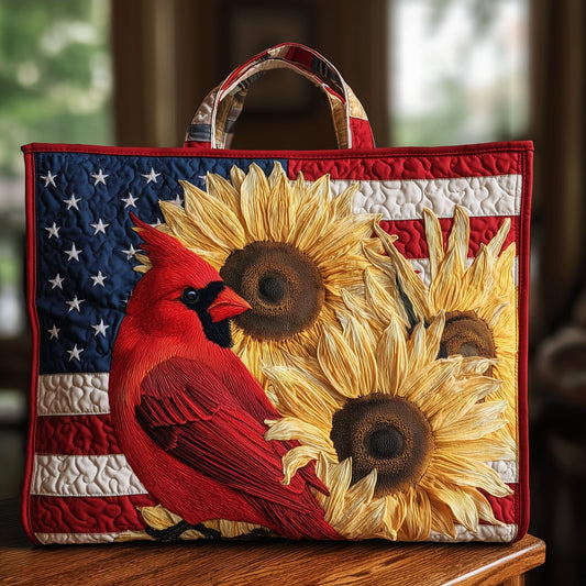The Patriotic Cardinal Quilted Tote