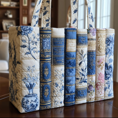Vintage Books Spines Quilted Tote