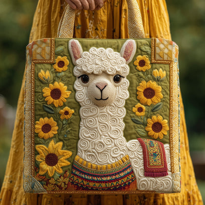 The Sunflower Llama Quilted Tote