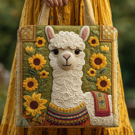 The Sunflower Llama Quilted Tote