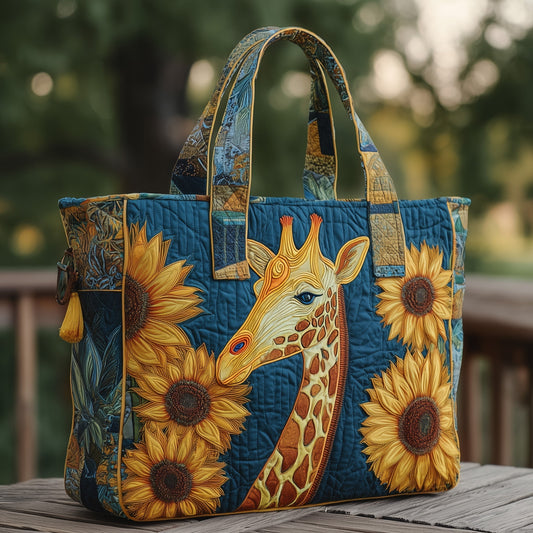 The Giraffe Sunflower Quilted Tote