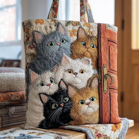 Everyday Playful Cats Quilted Tote
